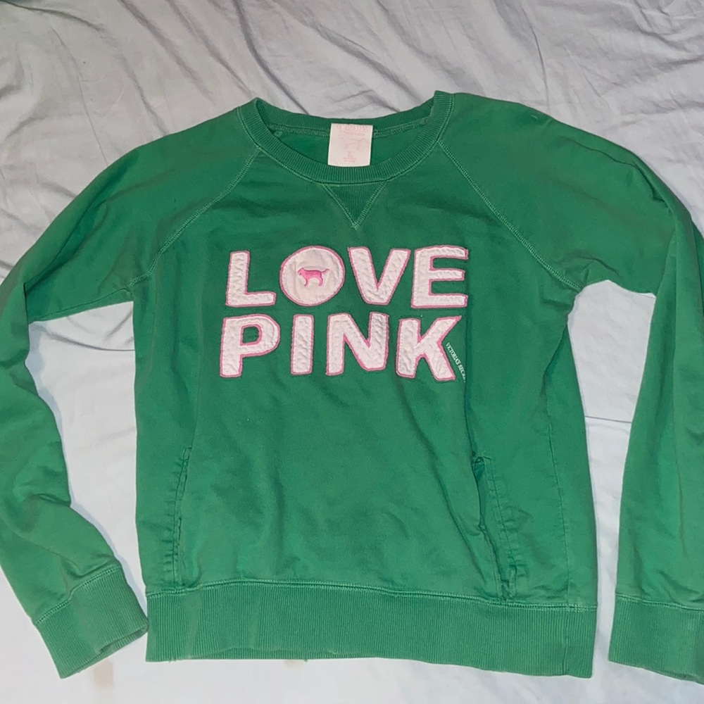 2006 Victoria’s Secret Green “LOVE PINK” pullover sweater size Large